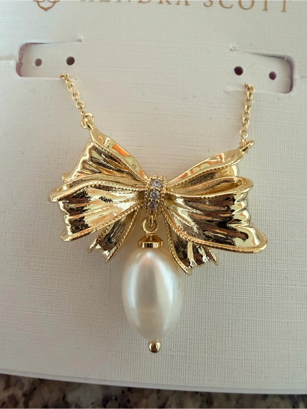 LoveShackFancy x Kendra Scott Gold Bow Pearl Drop Necklace Gift Set